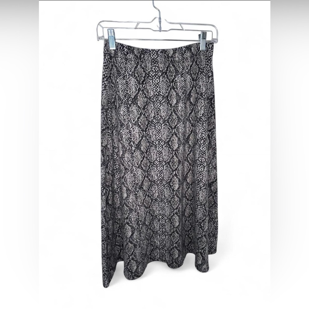 Zara Snakeskin Midi Skirt Women’s Black Gray White Stretch Waist Slip Skirt